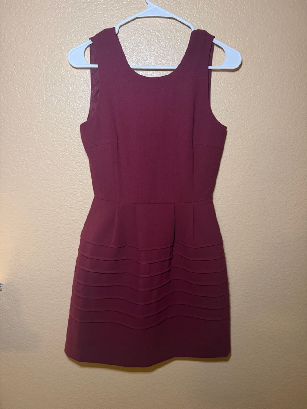 Madewell Sleeveless Burgundy Fit & Tiered Mini Dress